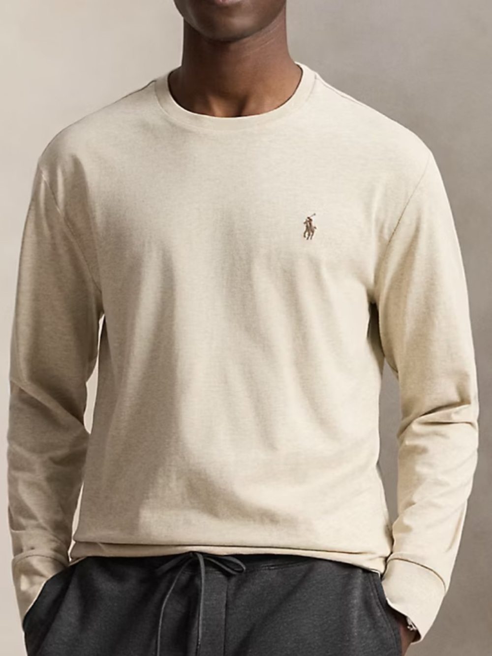 Polo by Ralph Lauren Men's Jersey Long-Sleeve T-Shirt Size XXL Tan/Brown